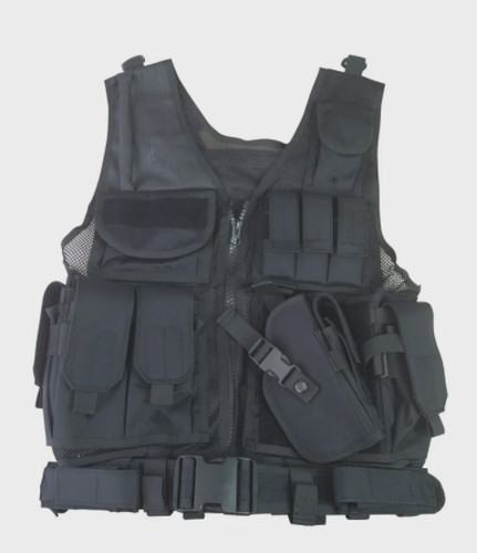 Cross draw tactical vest - draw, black